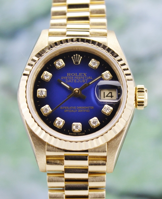 (image for) A ROLEX LADY 18K YELLOW GOLD OYSTER PERPETUAL DATEJUST - 69178